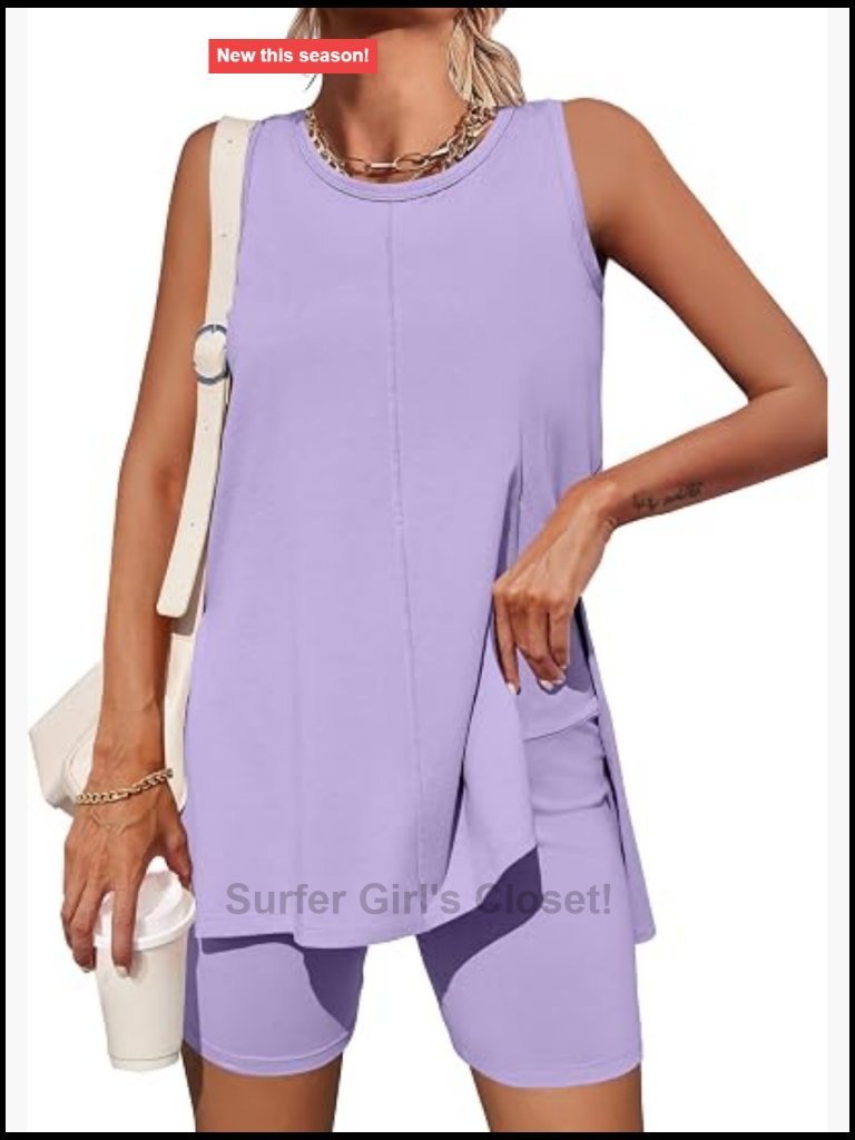 Women's 2 Piece Tank Top & Biker Shorts Lounge Set
